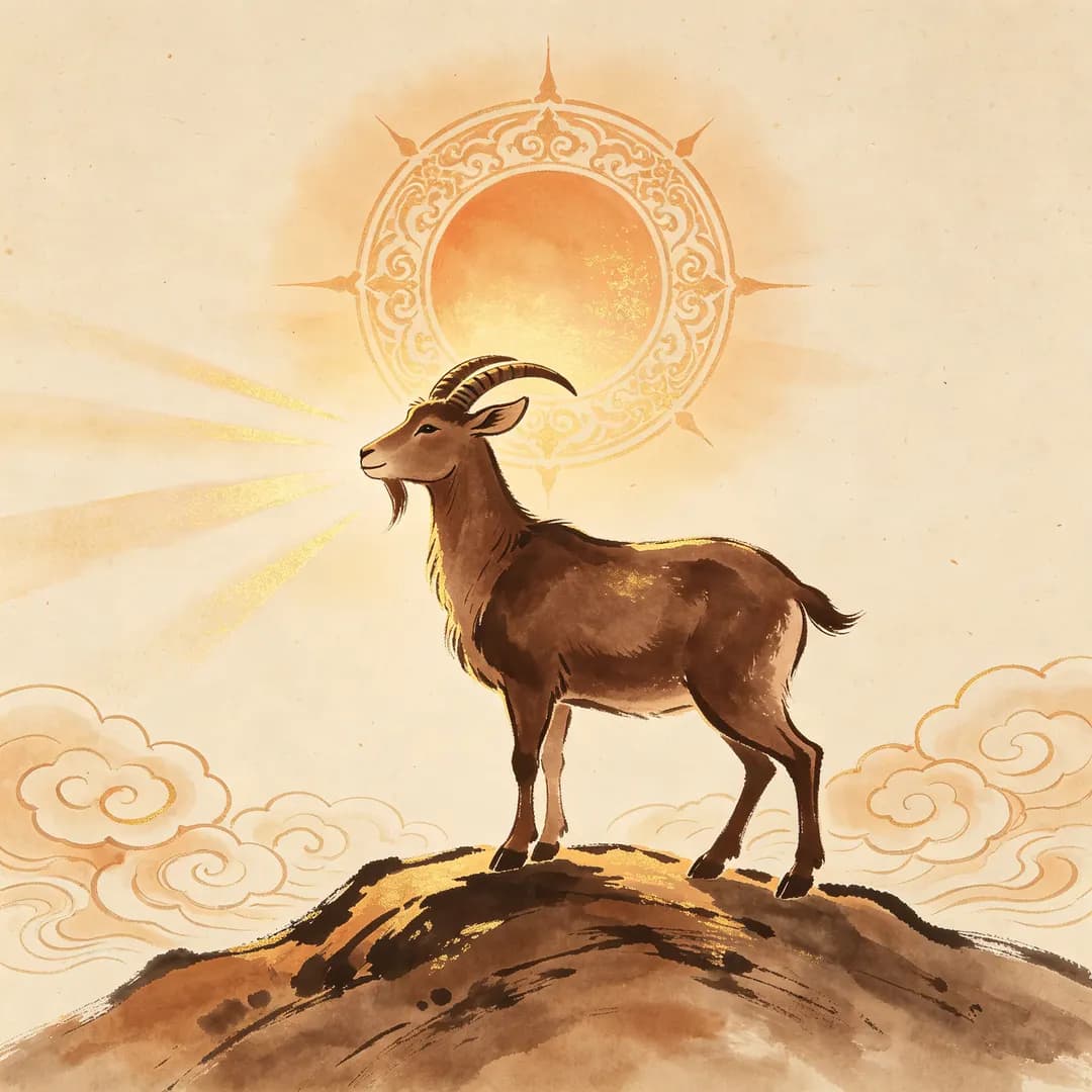 Goat — Chinese ink-wash painting