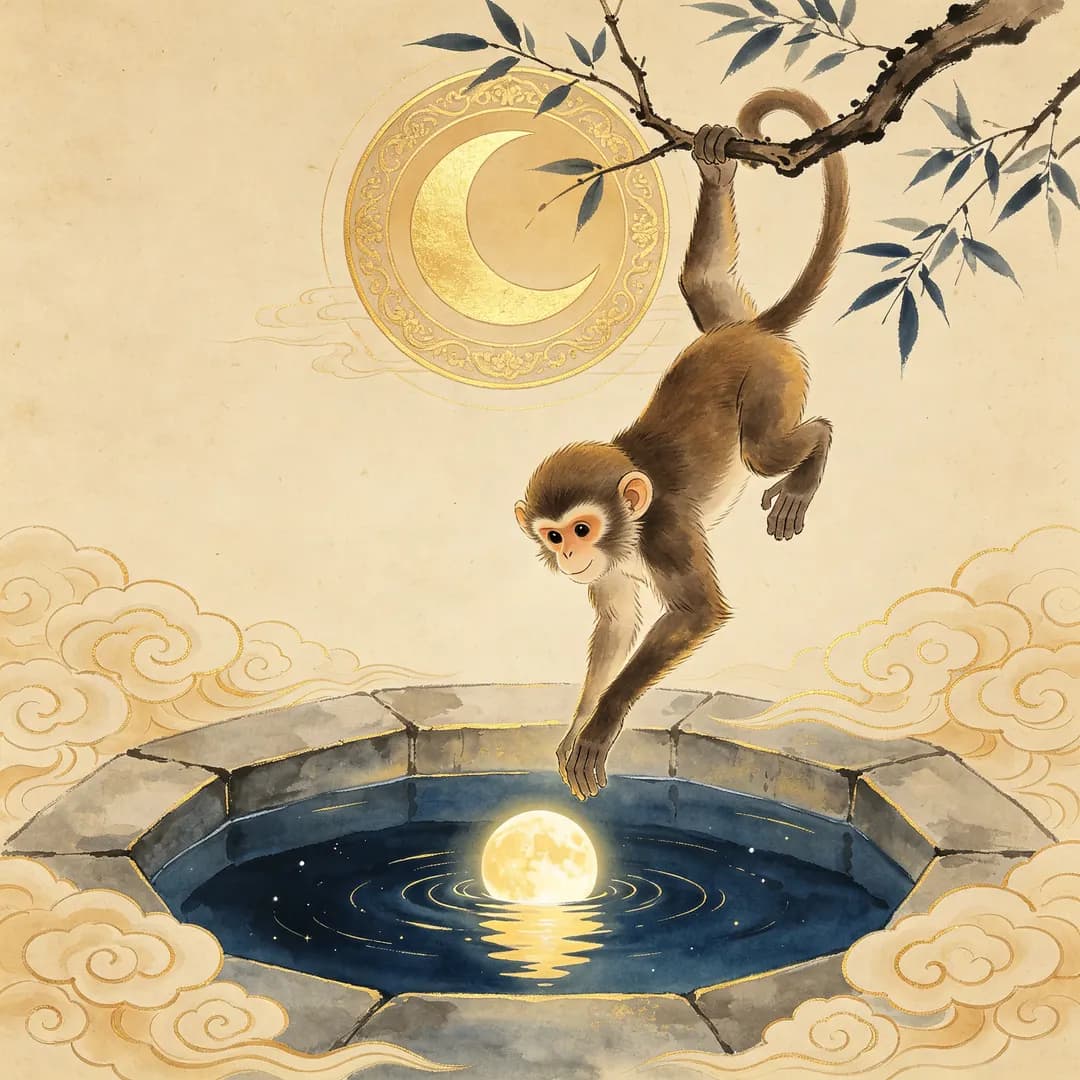 Monkey — Chinese ink-wash painting