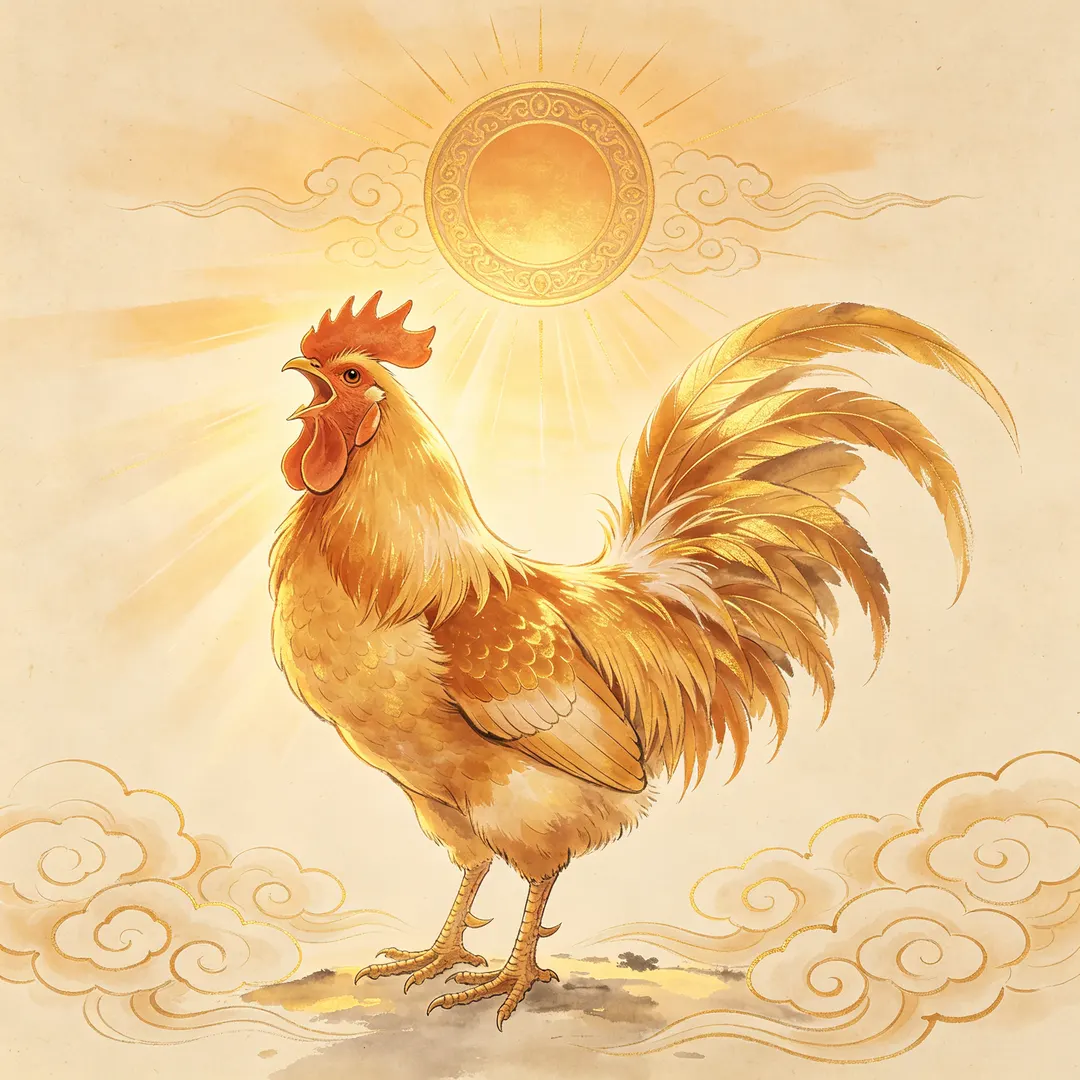 Rooster — Chinese ink-wash painting